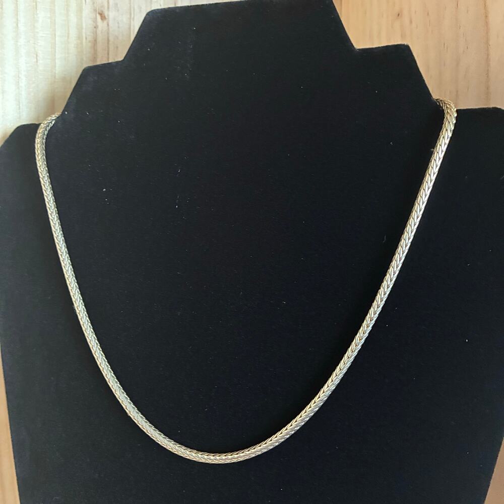 Gold Tone Wheat Chain Necklace 18" Lobster Clasp Spiga Foxtail Braided Layering